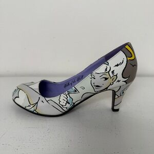 T.U.K. Belle of the Ball‎ Graphic Pumps Womens 8 Comic Art Rhinestone Heel 2010